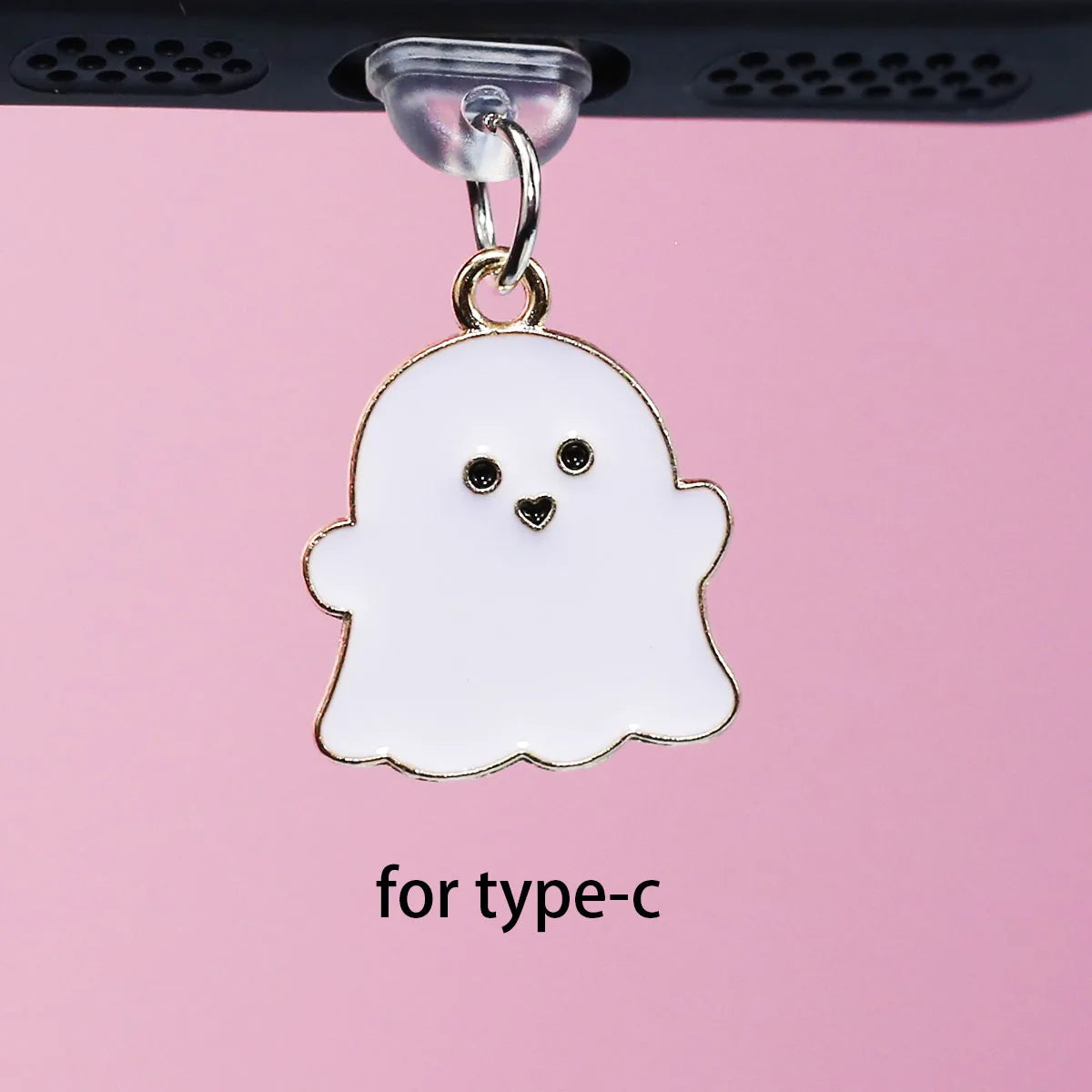 PC Halloween Cute Ghost Alloy Dustproof Plug, Dustproof Charging Port Cap Accessories Charming Phone Accessories Pendant