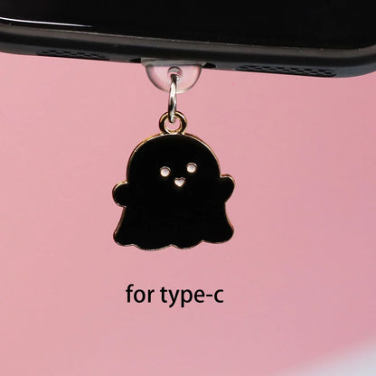 PC Halloween Cute Ghost Alloy Dustproof Plug, Dustproof Charging Port Cap Accessories Charming Phone Accessories Pendant