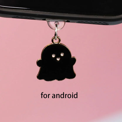 PC Halloween Cute Ghost Alloy Dustproof Plug, Dustproof Charging Port Cap Accessories Charming Phone Accessories Pendant