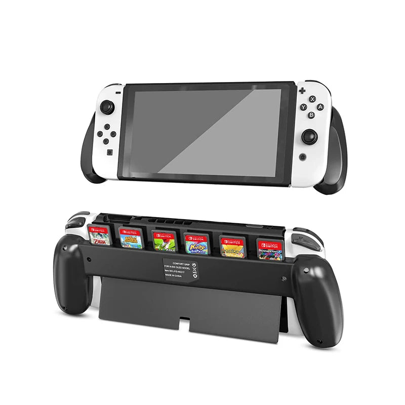 Hand Grip for Nintendo Switch OLED Console Handle with 6 Game Cards Store Slot Handheld Handle Holder for NS OLED Accessories