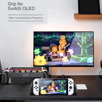 Hand Grip for Nintendo Switch OLED Console Handle with 6 Game Cards Store Slot Handheld Handle Holder for NS OLED Accessories