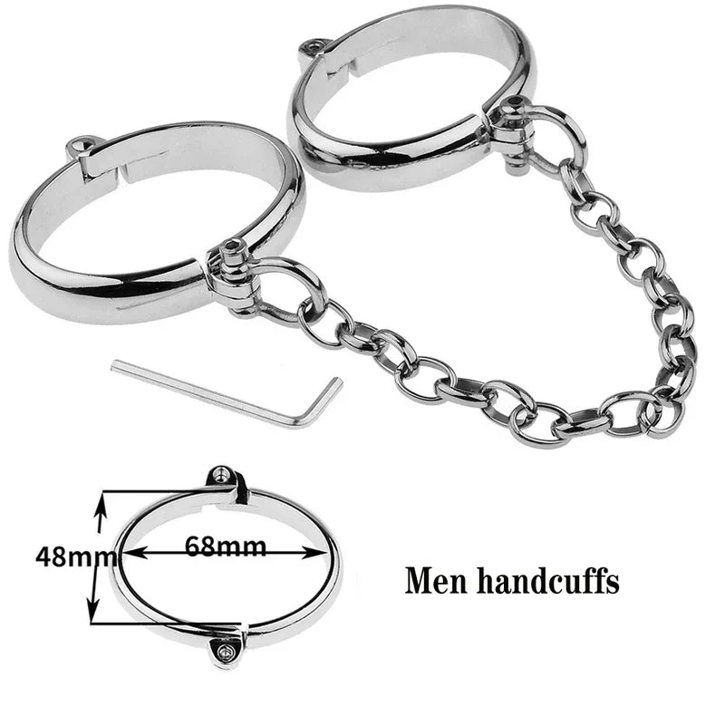 Handcuffs Cuffs Stainless Steel, Lockable Wrist & Ankle, BDSM  Restraints Toys  Couple Sex Game Slave Chain