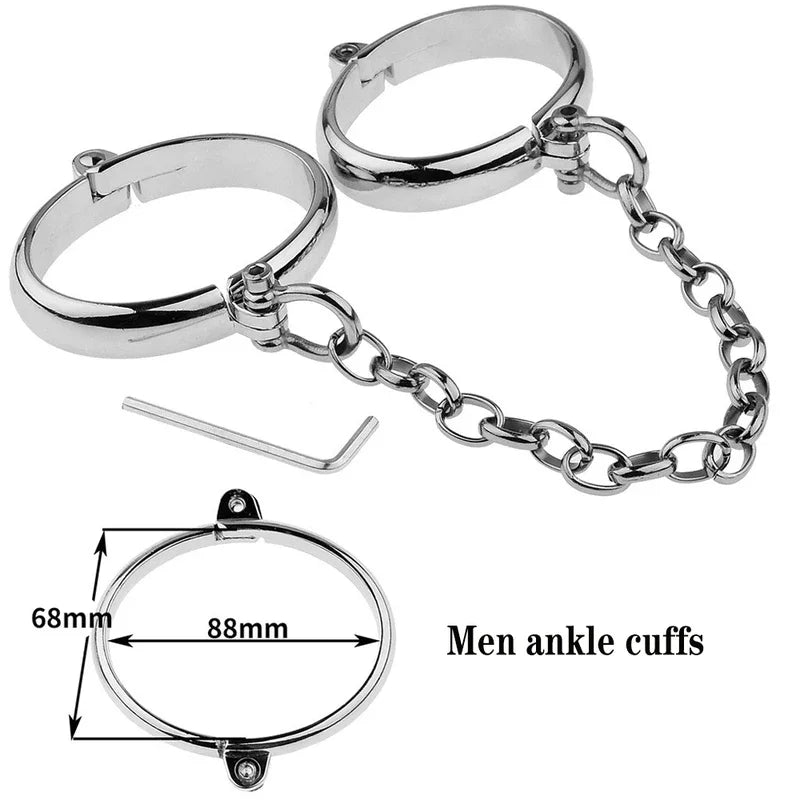 Handcuffs Cuffs Stainless Steel, Lockable Wrist & Ankle, BDSM  Restraints Toys  Couple Sex Game Slave Chain