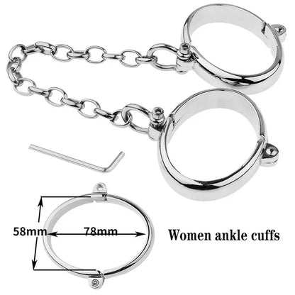 Handcuffs Cuffs Stainless Steel, Lockable Wrist & Ankle, BDSM  Restraints Toys  Couple Sex Game Slave Chain