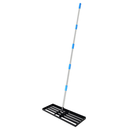 VERTAK soil lawn leveler 2m long handle heavy duty carbon steel garden lawn leveling rake with 5 section rod