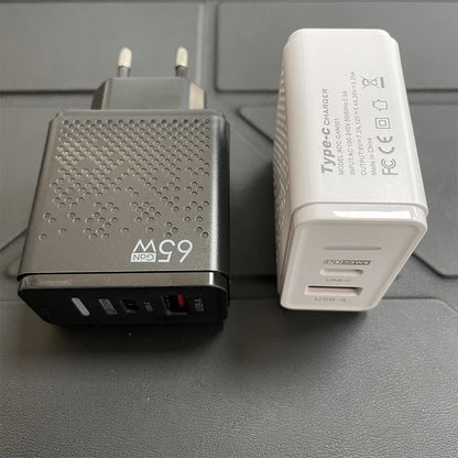 PC Custom 65W GaN 48W 12W LED 2 in 1 USB type C multifunction chargers adapters charger Type-C fast charging