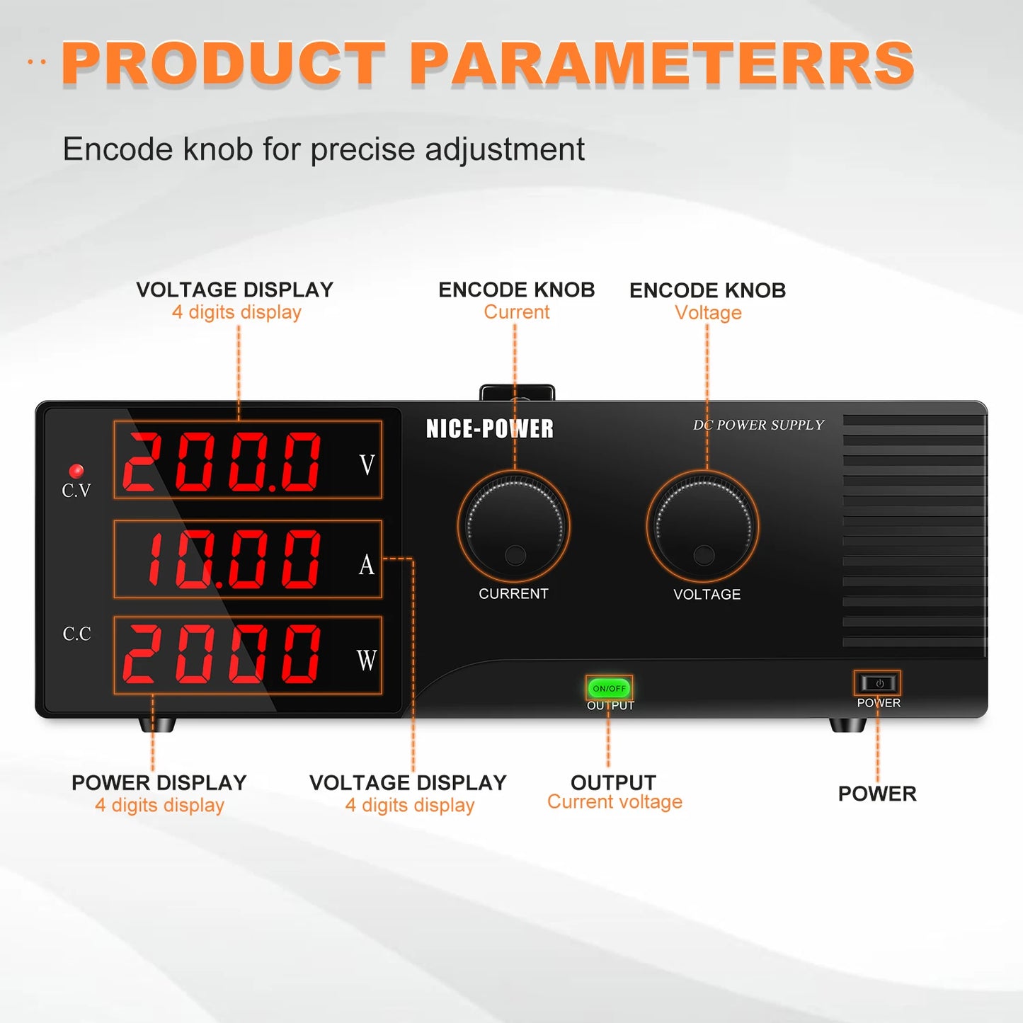 PCNICE-POWER R-SPS20010 200V 10A 2000W Digital Voltage Regulator Adjustable