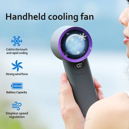 New Outdoor 3600mAh Handheld Charger Fan Portable Electric Fan High Speed R