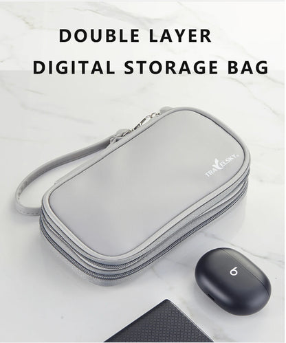 New Electronic Cable Organizer Bag Portable Travel Double Layers Electronic