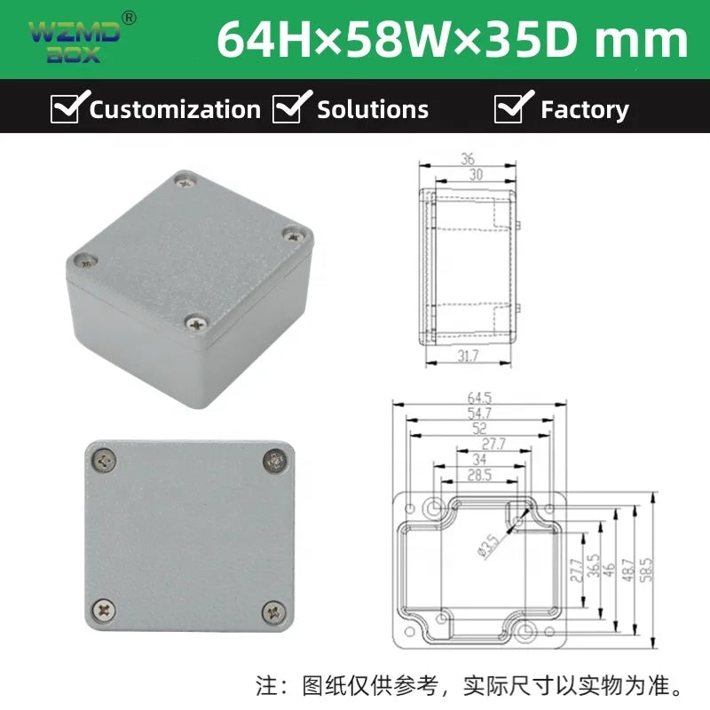 New IP67 Waterproof Cast Aluminium Electronics & Instrument Enclosures Butt