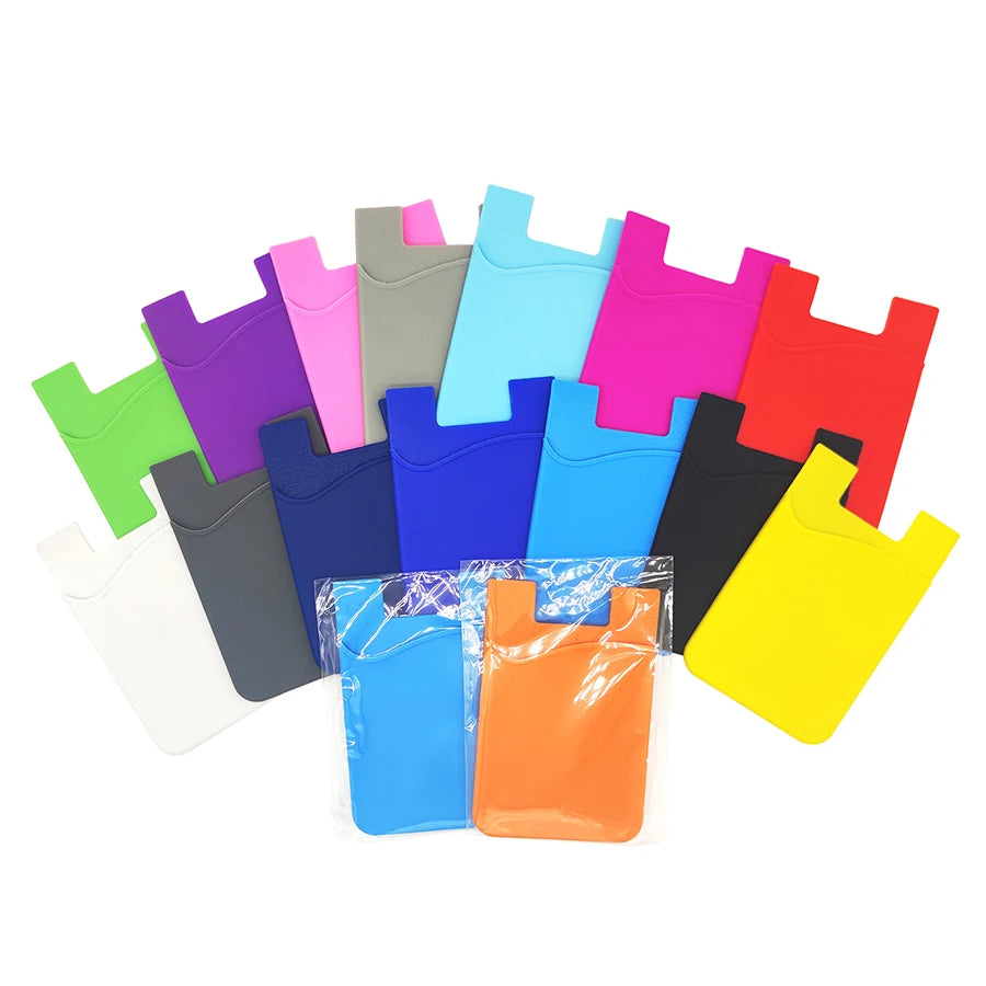 PC Custom Logo Printed Silicone Card Holder Phone Wallet with Stand Cell Phone Silicone Stand Card Holder wallet