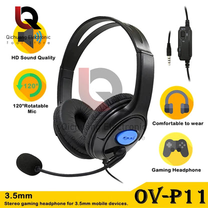 PCHeadphones 3.5mm Wired Gaming Headset Earphones Music For PS4 Play Statio