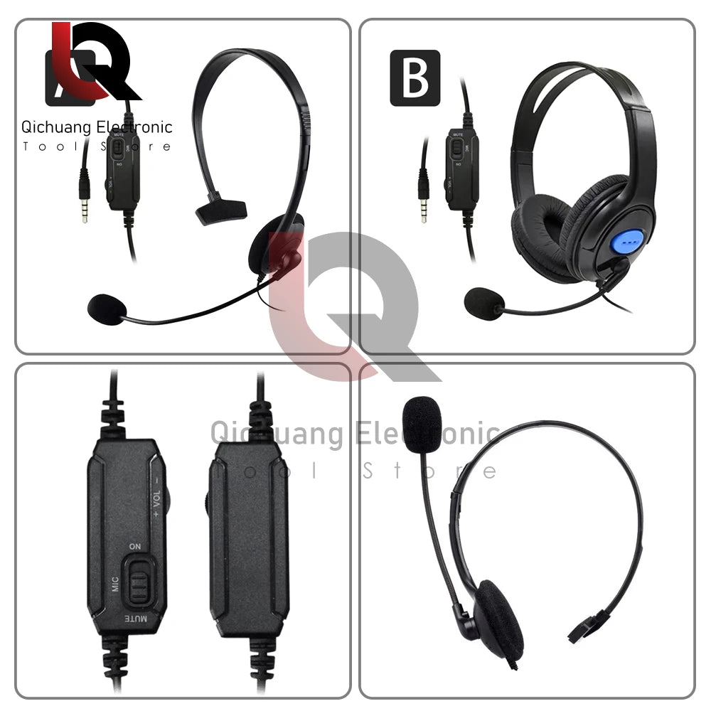 PCHeadphones 3.5mm Wired Gaming Headset Earphones Music For PS4 Play Statio