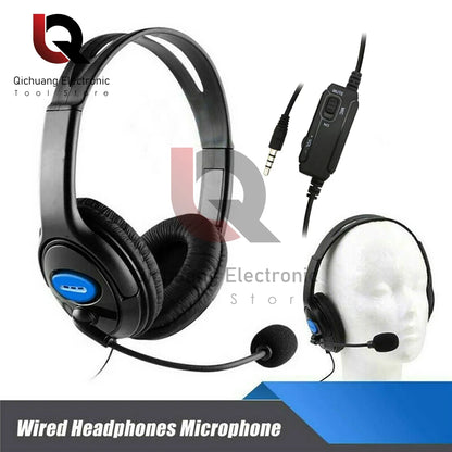 PCHeadphones 3.5mm Wired Gaming Headset Earphones Music For PS4 Play Statio