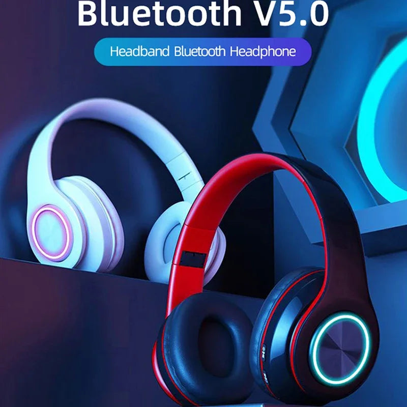 PCHeadsets Gamer Colourful Light Headphones Blutooth Surround Sound Stereo