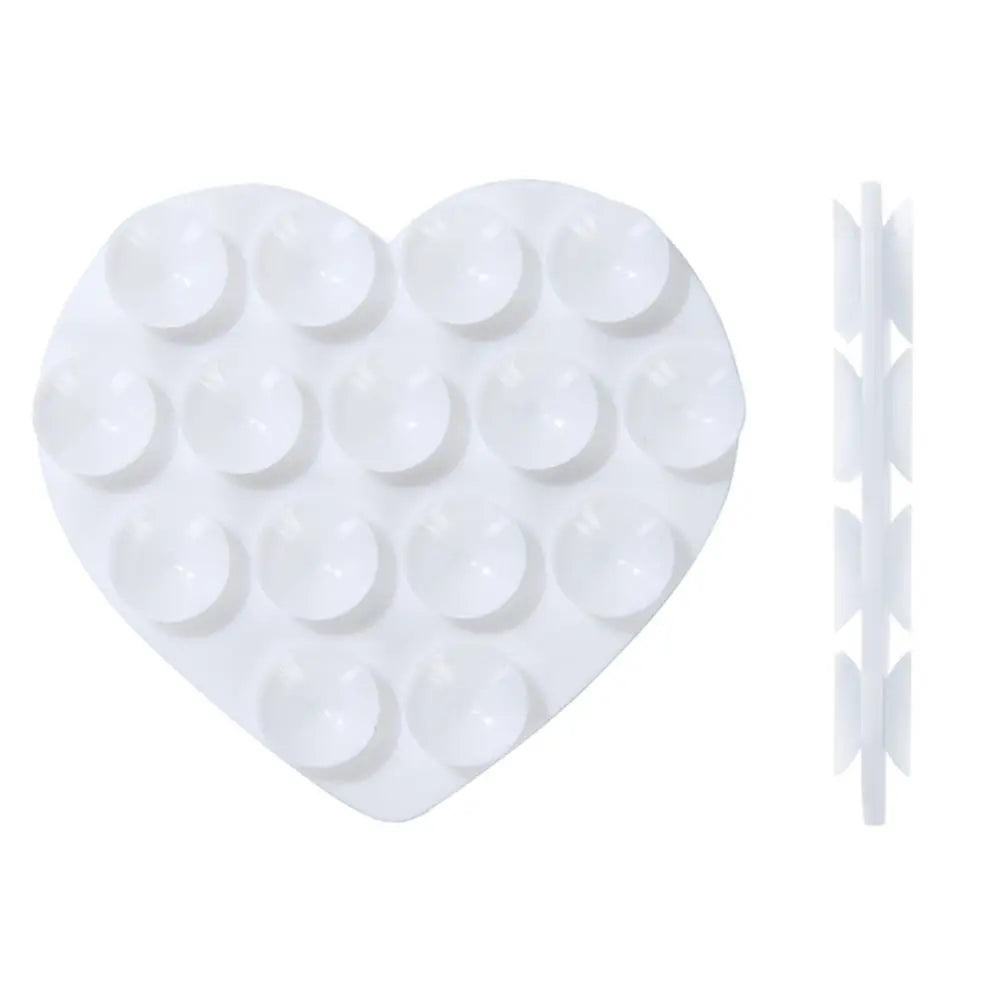 PC Heart-shape Sucker Support Silicone Sucker Strong Adsorption Mobile Phone Fixed Pad Hand-Free Washable Suction Cup Bracket