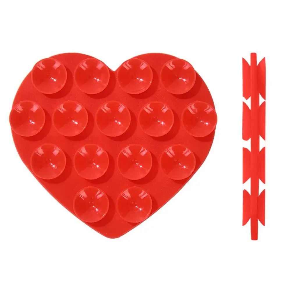 PC Heart-shape Sucker Support Silicone Sucker Strong Adsorption Mobile Phone Fixed Pad Hand-Free Washable Suction Cup Bracket