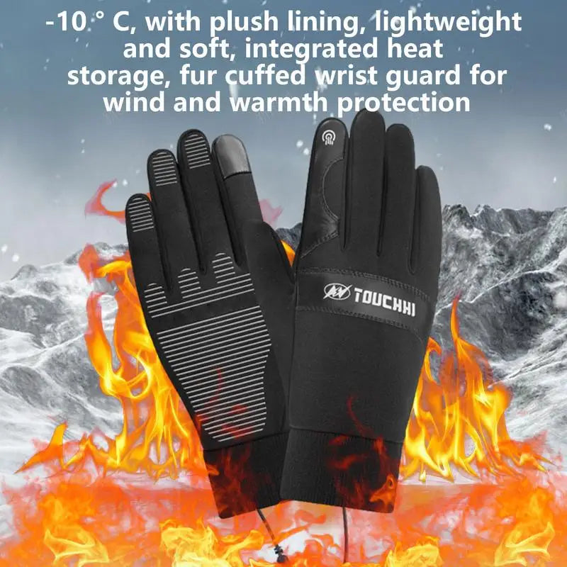 PC Heated Electric Gloves Full Finger Workout Gloves Waterproof Winter Touc