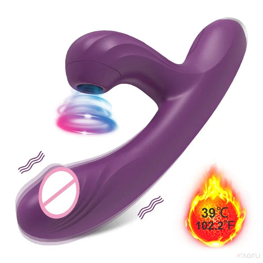 Gtooza_Heating Vibrator  Women Clit Sucker Vacuum Clitoris Stimulator Silicone G-spot Dildo Masturbation Female Sex Toy Adult Goods gtooza.com