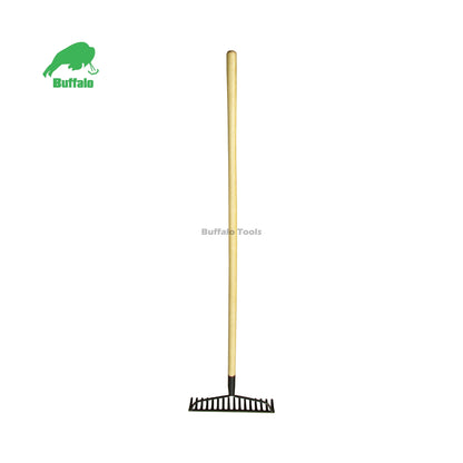 Buffalo PBR316L High Quality Lawn Home Garden Tools Metal Garden 16 Tines Rake with Wood Handle