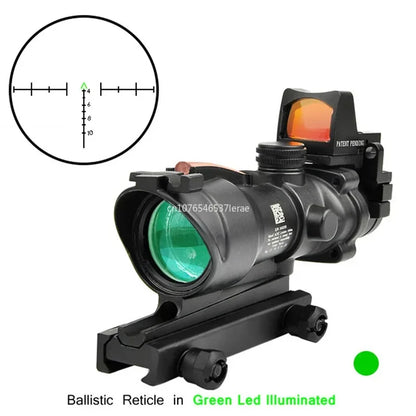 High Quality ACG 4X32 Replica Real Fiber Optics Red Green Dot Illuminated Chevron Glass Etched Reticle Rifle Scope Hunting Sight