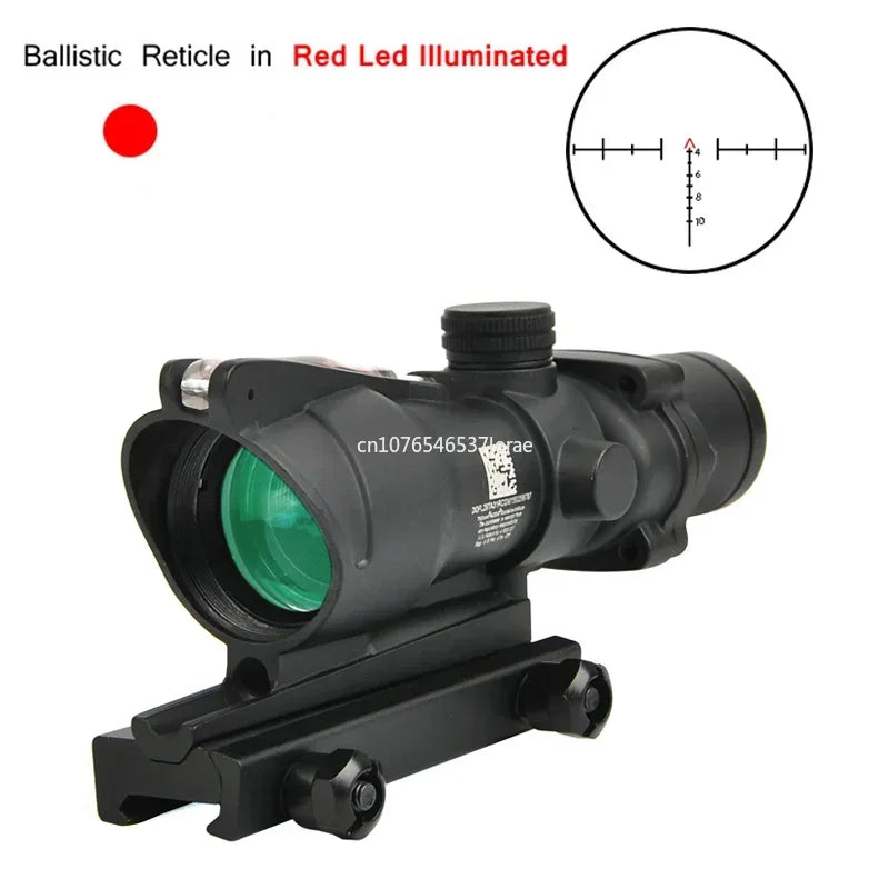 High Quality ACG 4X32 Replica Real Fiber Optics Red Green Dot Illuminated Chevron Glass Etched Reticle Rifle Scope Hunting Sight