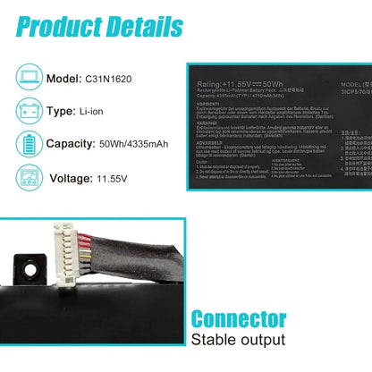 PC High Quality C31N1620 Laptop Battery Compatible  Asus Zenbook UX430U UX430UQ UX430UQ-GV015T U4100U U4100UQ PRO PU404 PU404UF