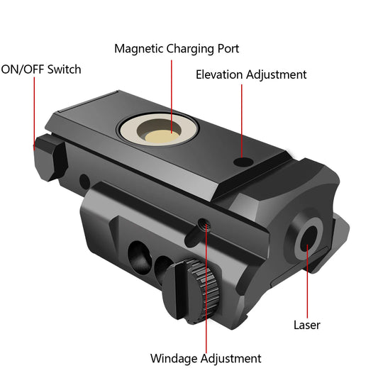 Hisecome Monochrome Laser Sight，Rugged, Compact And Shockproof, EasyTo Carry, With Built-In Battery And Magnetic Charge