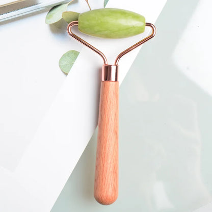 PC Home Jade Massage Roller Wooden Handle Jade Handle Barbed Xiuyan  Facial