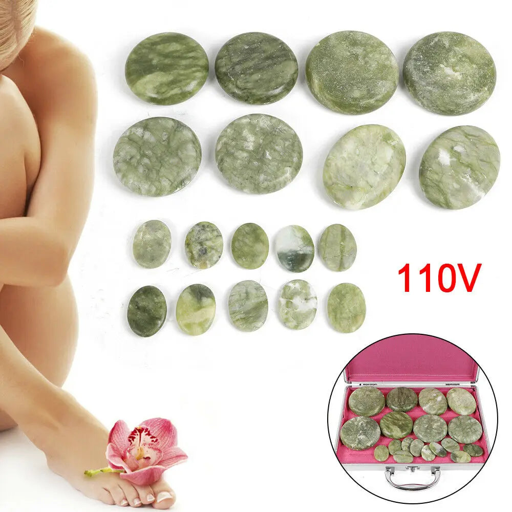 PC Hot Stones Massage Set 16/20/28Pcs Basalt Hot Stones with Heater Box  Ho