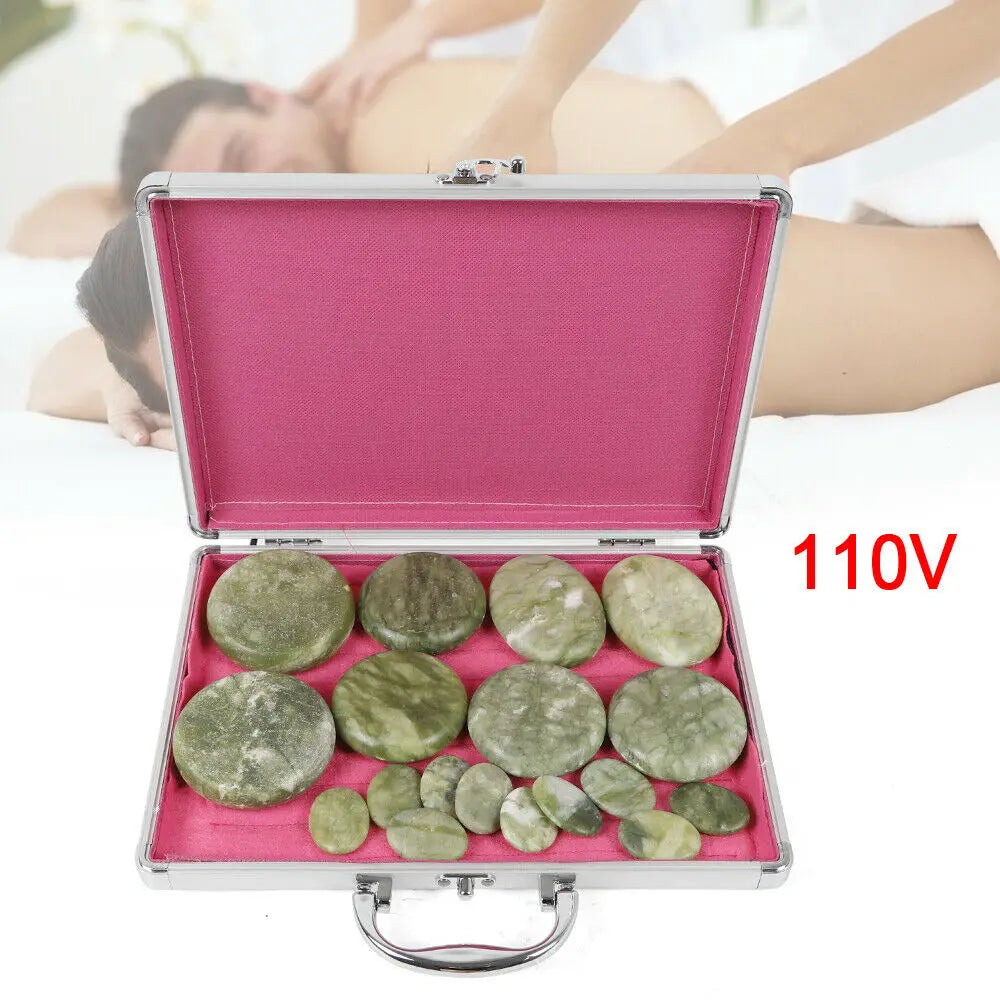 PC Hot Stones Massage Set 16/20/28Pcs Basalt Hot Stones with Heater Box  Ho