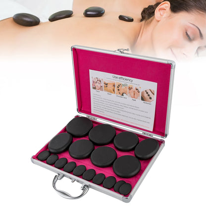 PC Hot Stones Massage Set with Heater Box 16 Essential Massage Stones Porta