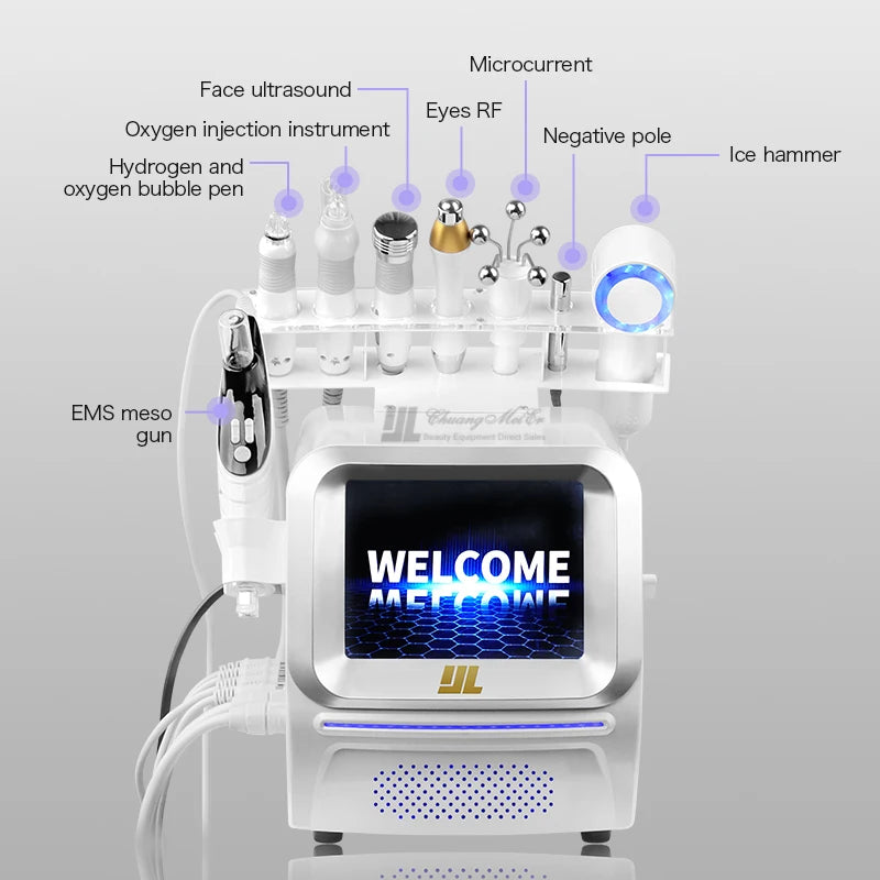 PC Hot Upgrade 8 in 1 Small Bubble Skin Care Tools Ultrasonic RF Hydra Deep