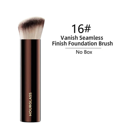 Hourglass Concealer Brush Synthetic Hair Angled Concealer Brush Eye Concealer Blending Brush Brown Metal Handle Makeup Tool