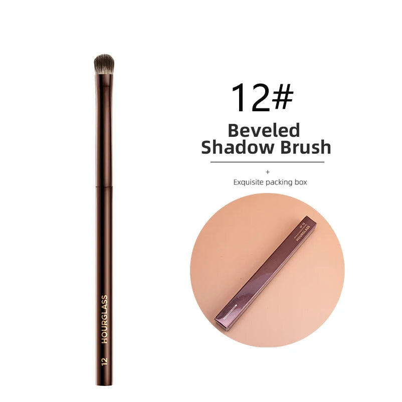 Hourglass Concealer Brush Synthetic Hair Angled Concealer Brush Eye Concealer Blending Brush Brown Metal Handle Makeup Tool