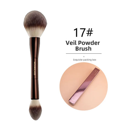 Hourglass Concealer Brush Synthetic Hair Angled Concealer Brush Eye Concealer Blending Brush Brown Metal Handle Makeup Tool