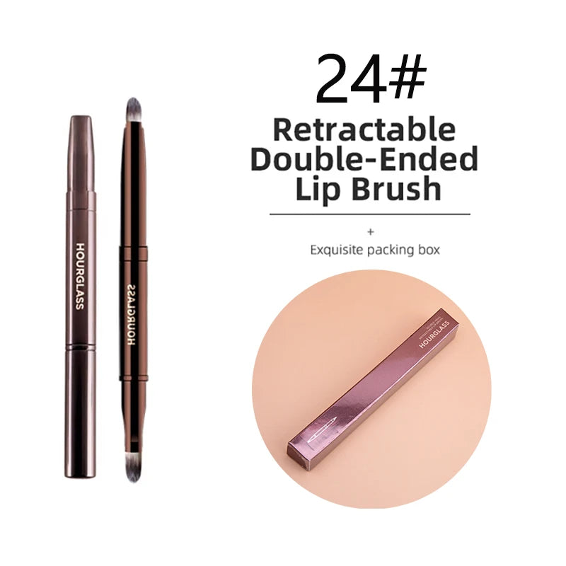 Hourglass Concealer Brush Synthetic Hair Angled Concealer Brush Eye Concealer Blending Brush Brown Metal Handle Makeup Tool