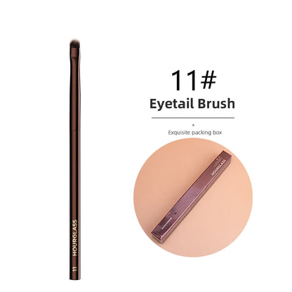 Hourglass Concealer Brush Synthetic Hair Angled Concealer Brush Eye Concealer Blending Brush Brown Metal Handle Makeup Tool