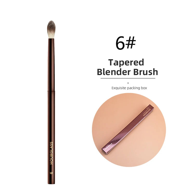 Hourglass Concealer Brush Synthetic Hair Angled Concealer Brush Eye Concealer Blending Brush Brown Metal Handle Makeup Tool