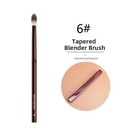 Hourglass Concealer Brush Synthetic Hair Angled Concealer Brush Eye Concealer Blending Brush Brown Metal Handle Makeup Tool