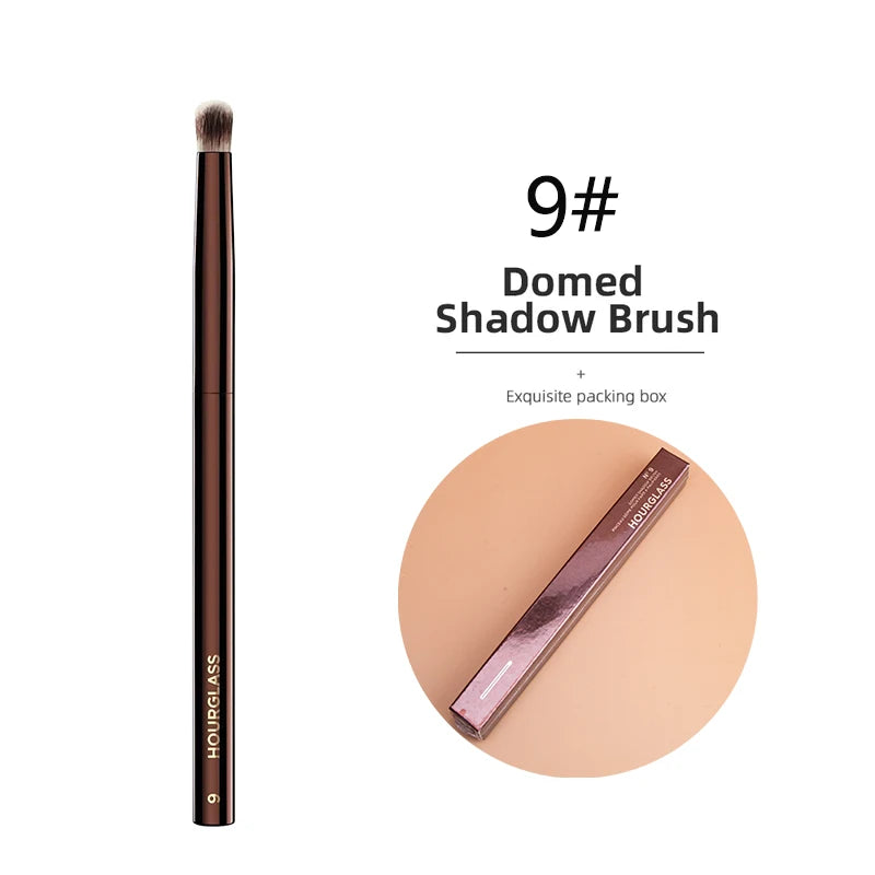 Hourglass Concealer Brush Synthetic Hair Angled Concealer Brush Eye Concealer Blending Brush Brown Metal Handle Makeup Tool