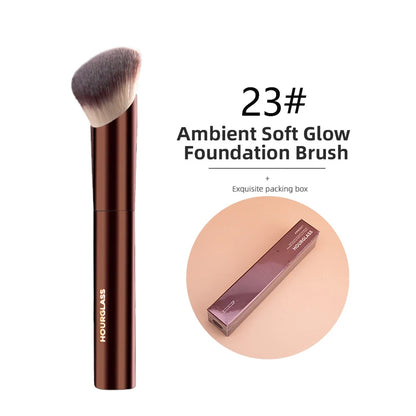 Hourglass Concealer Brush Synthetic Hair Angled Concealer Brush Eye Concealer Blending Brush Brown Metal Handle Makeup Tool