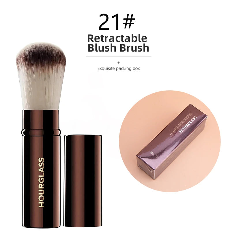 Hourglass Concealer Brush Synthetic Hair Angled Concealer Brush Eye Concealer Blending Brush Brown Metal Handle Makeup Tool