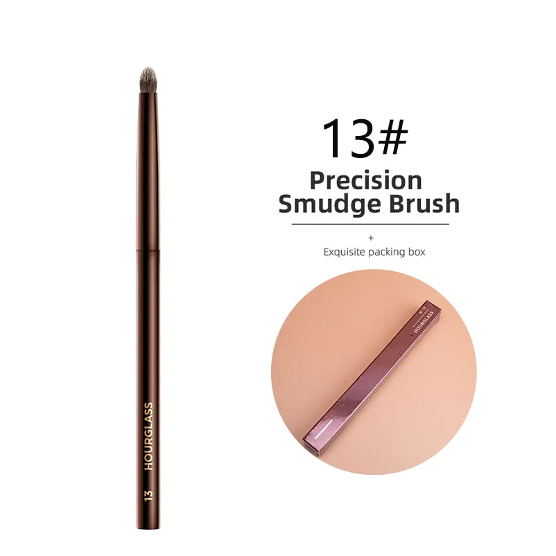 Hourglass Concealer Brush Synthetic Hair Angled Concealer Brush Eye Concealer Blending Brush Brown Metal Handle Makeup Tool