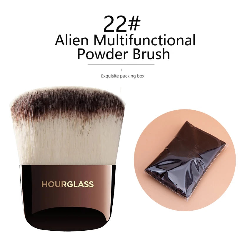 Hourglass Concealer Brush Synthetic Hair Angled Concealer Brush Eye Concealer Blending Brush Brown Metal Handle Makeup Tool