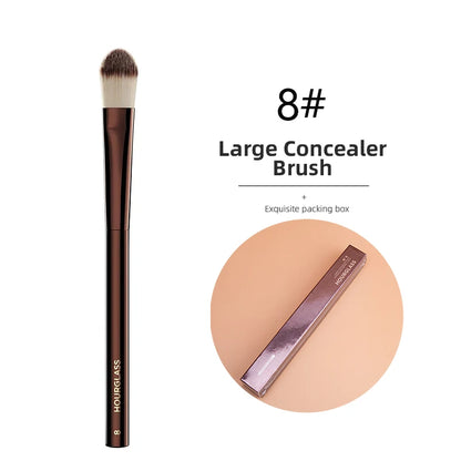 Hourglass Concealer Brush Synthetic Hair Angled Concealer Brush Eye Concealer Blending Brush Brown Metal Handle Makeup Tool