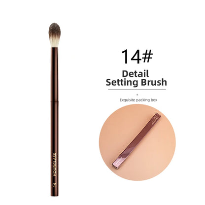 Hourglass Concealer Brush Synthetic Hair Angled Concealer Brush Eye Concealer Blending Brush Brown Metal Handle Makeup Tool