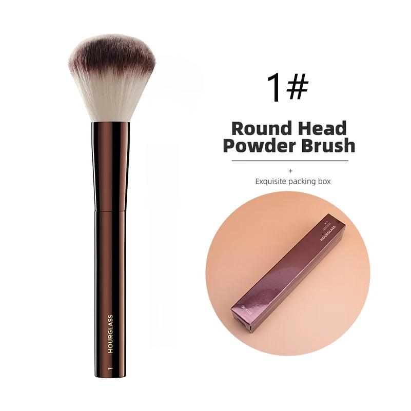 Hourglass Concealer Brush Synthetic Hair Angled Concealer Brush Eye Concealer Blending Brush Brown Metal Handle Makeup Tool