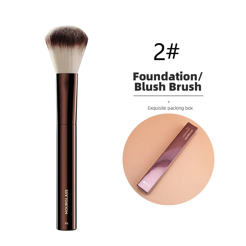 Hourglass Concealer Brush Synthetic Hair Angled Concealer Brush Eye Concealer Blending Brush Brown Metal Handle Makeup Tool