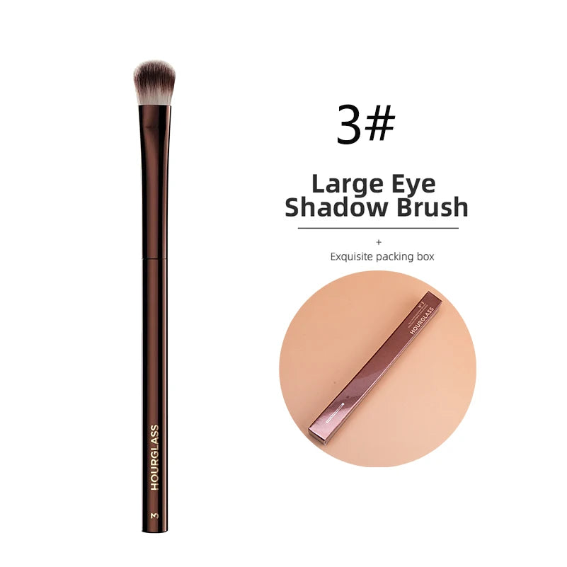 Hourglass Concealer Brush Synthetic Hair Angled Concealer Brush Eye Concealer Blending Brush Brown Metal Handle Makeup Tool